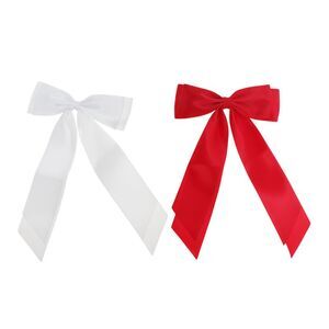 Fashion Double Ribbon Hair Clips Hairdo Clip White Red